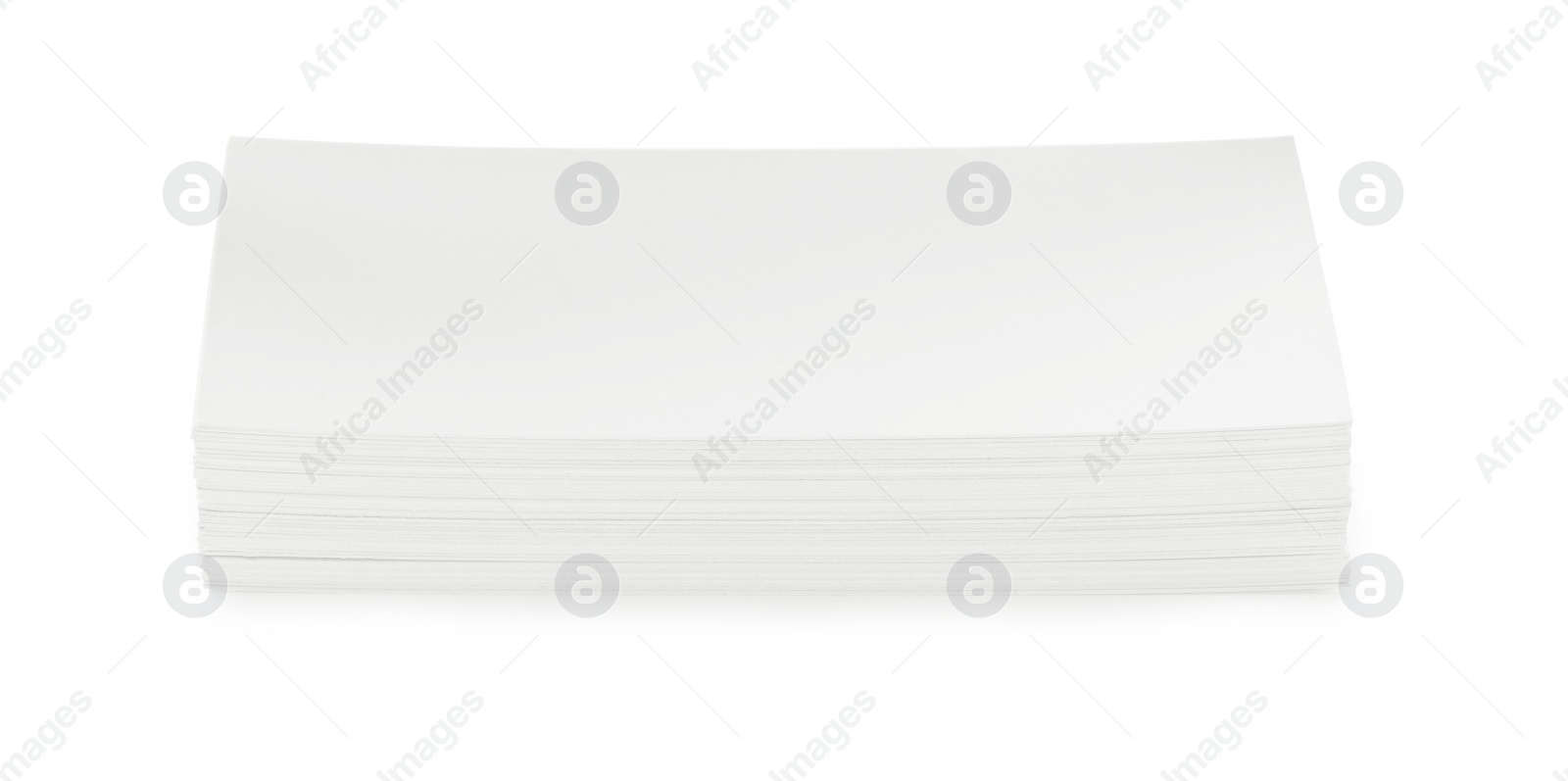 Photo of Stack of business cards on white background. Mockup for design