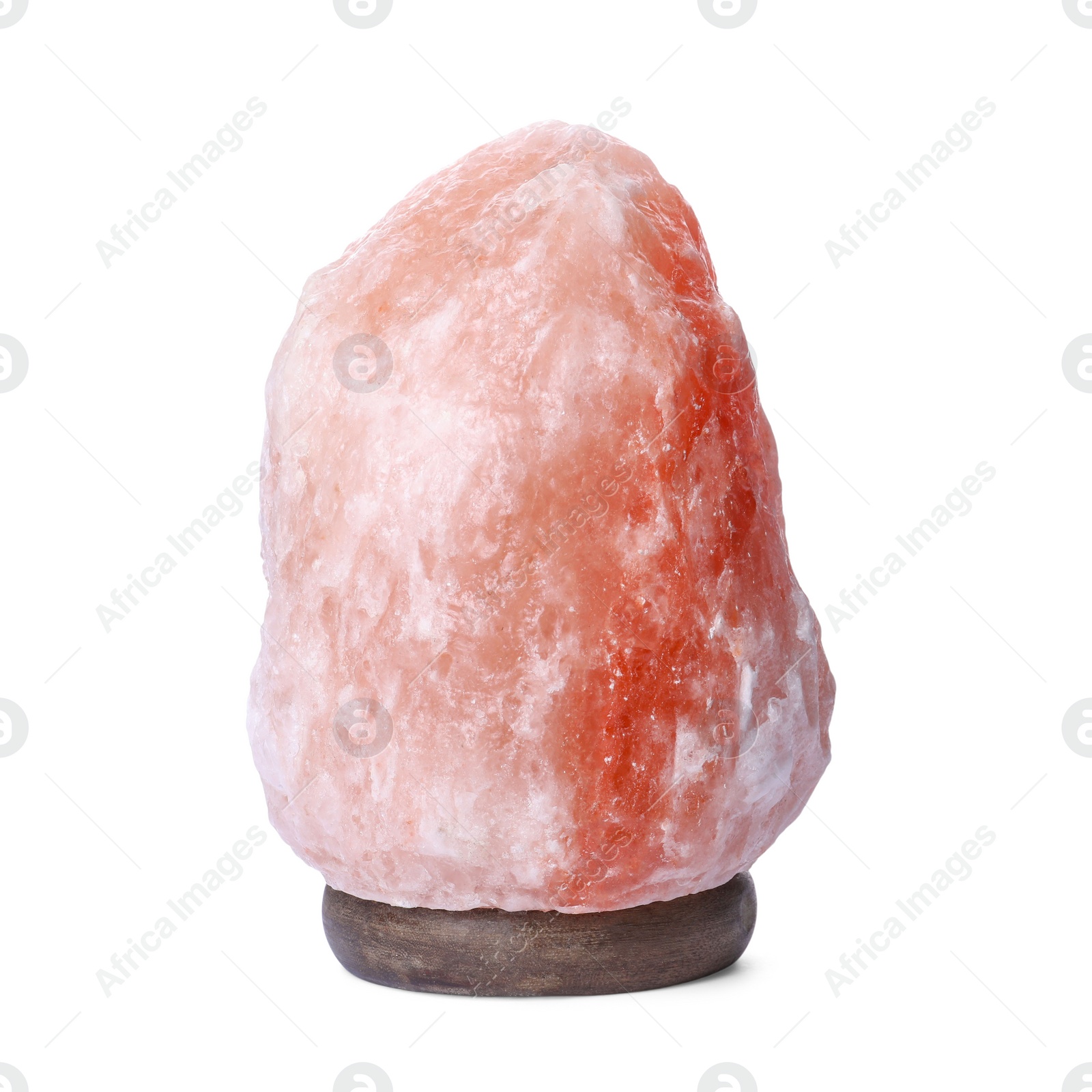 Photo of Pink Himalayan salt lamp isolated on white