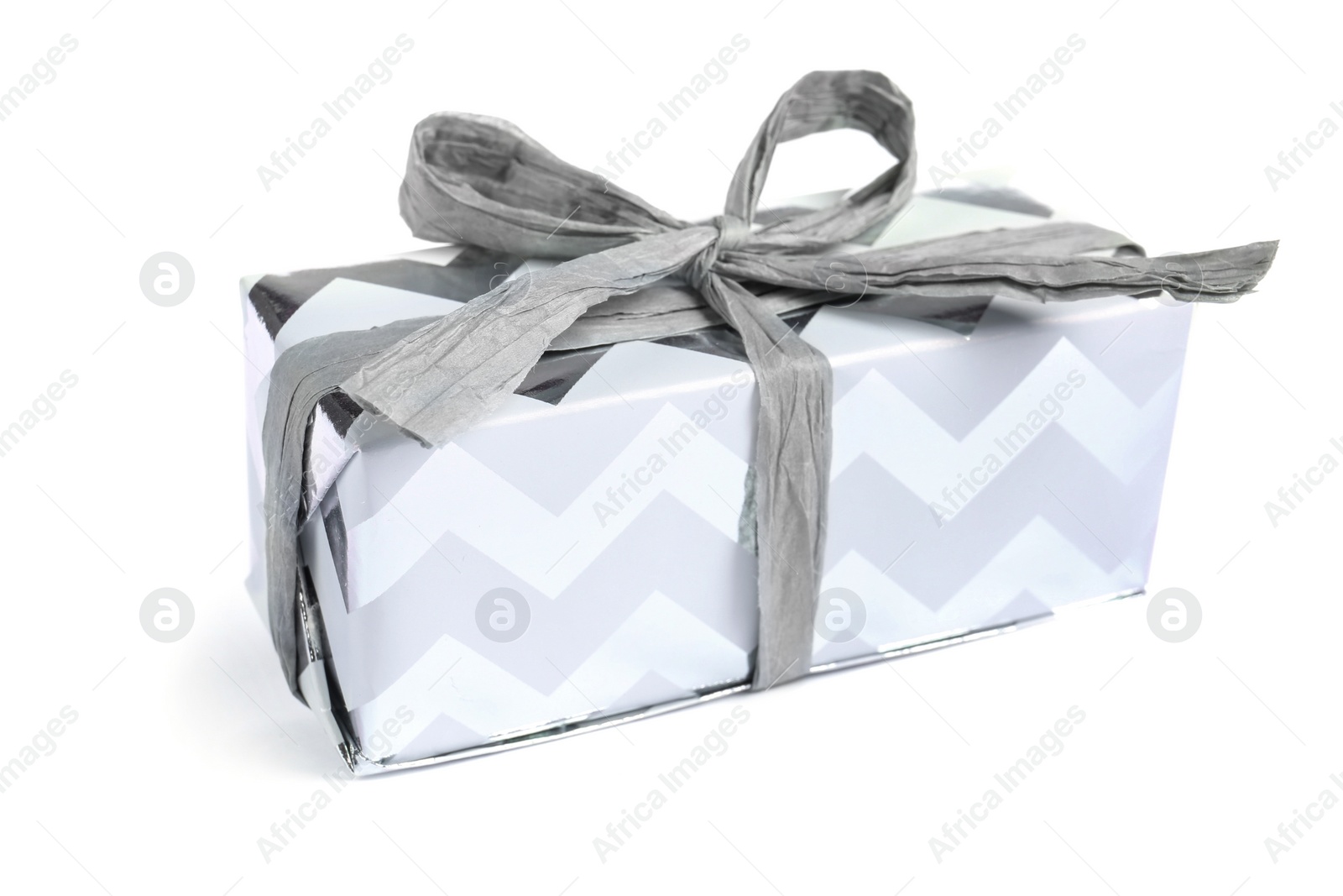 Photo of Beautiful gift box with ribbon on white background