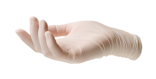 Image of One nitrile medical glove isolated on white