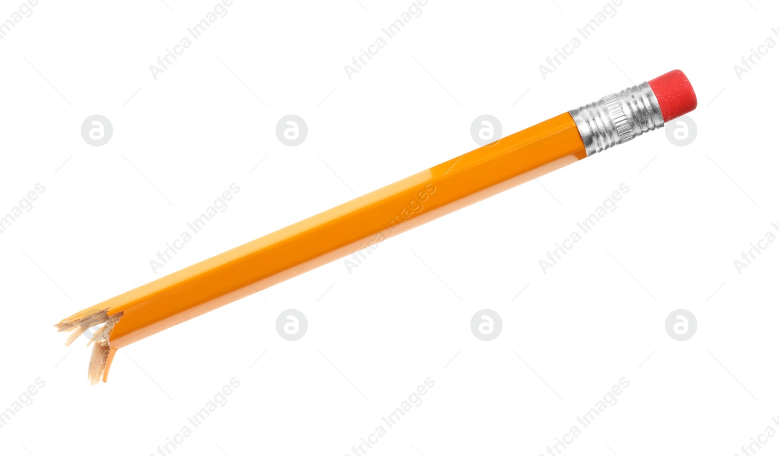 Photo of Broken graphite pencil on white background. School stationery