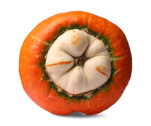 Photo of One fresh orange pumpkin isolated on white