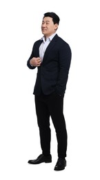 Photo of Businessman in suit posing on white background