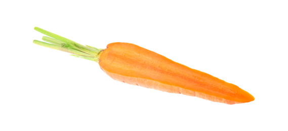 Half of fresh ripe carrot isolated on white