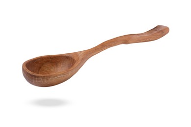 Image of Wooden spoon in air isolated on white