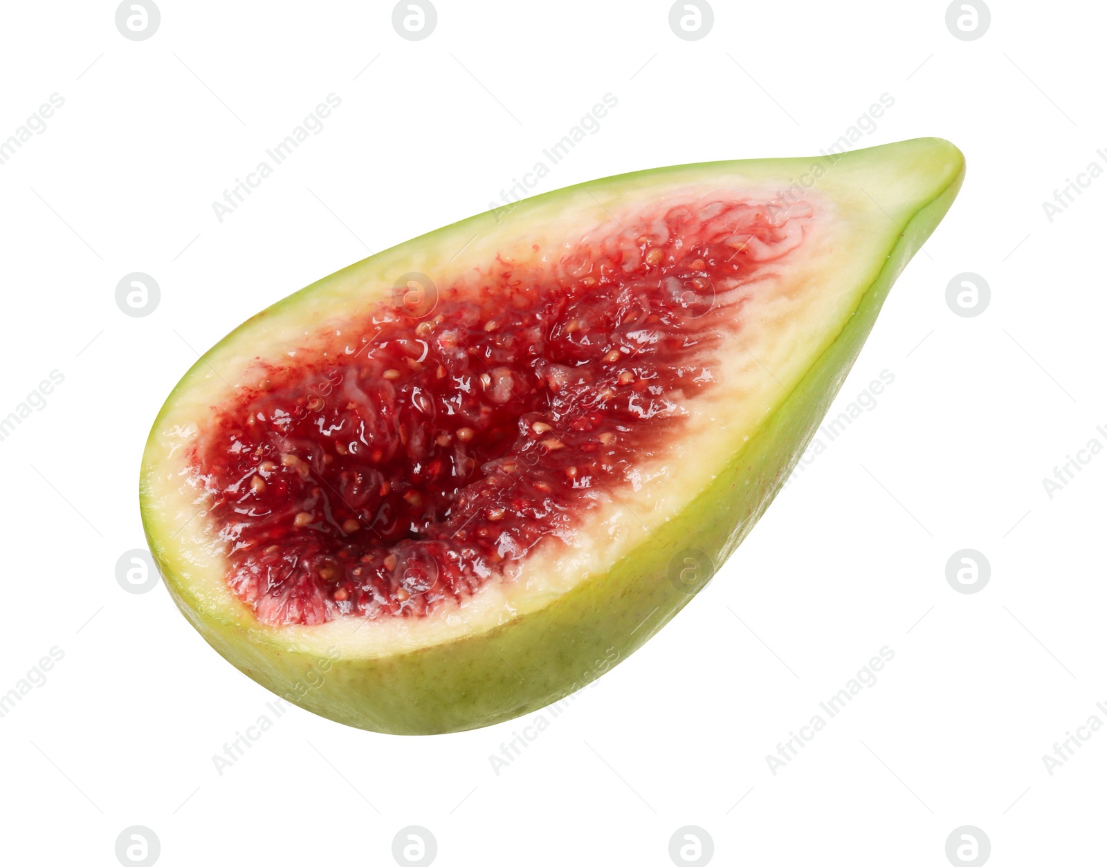 Photo of Half of fresh green fig isolated on white