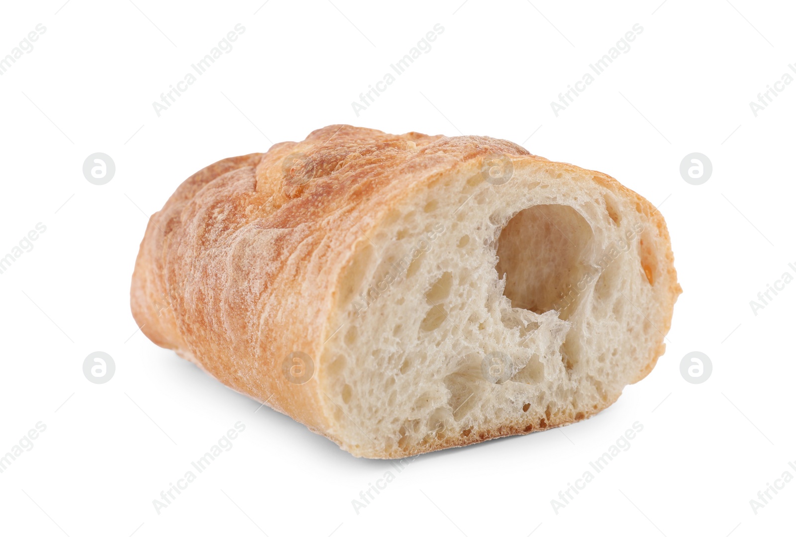 Photo of Piece of fresh baguette isolated on white