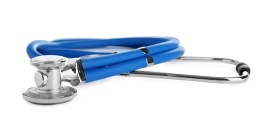 Photo of Stethoscope on white background. Professional medical device