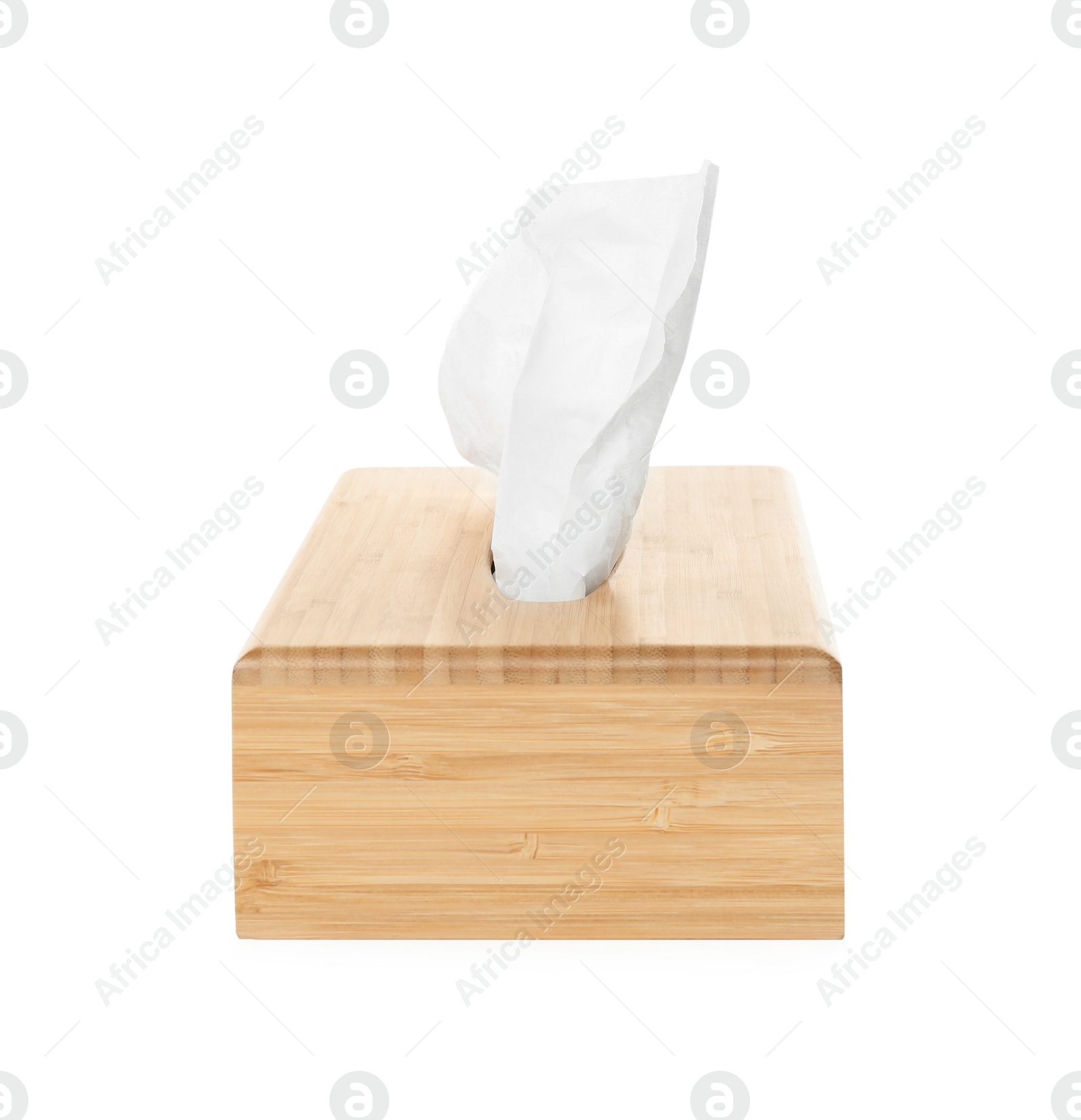 Photo of Holder with paper tissues isolated on white