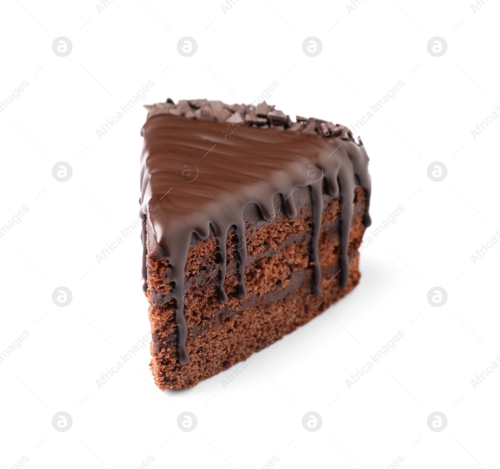 Photo of Piece of delicious chocolate cake isolated on white