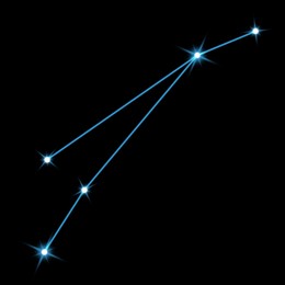 Image of Aries constellation. Stick figure pattern on black background