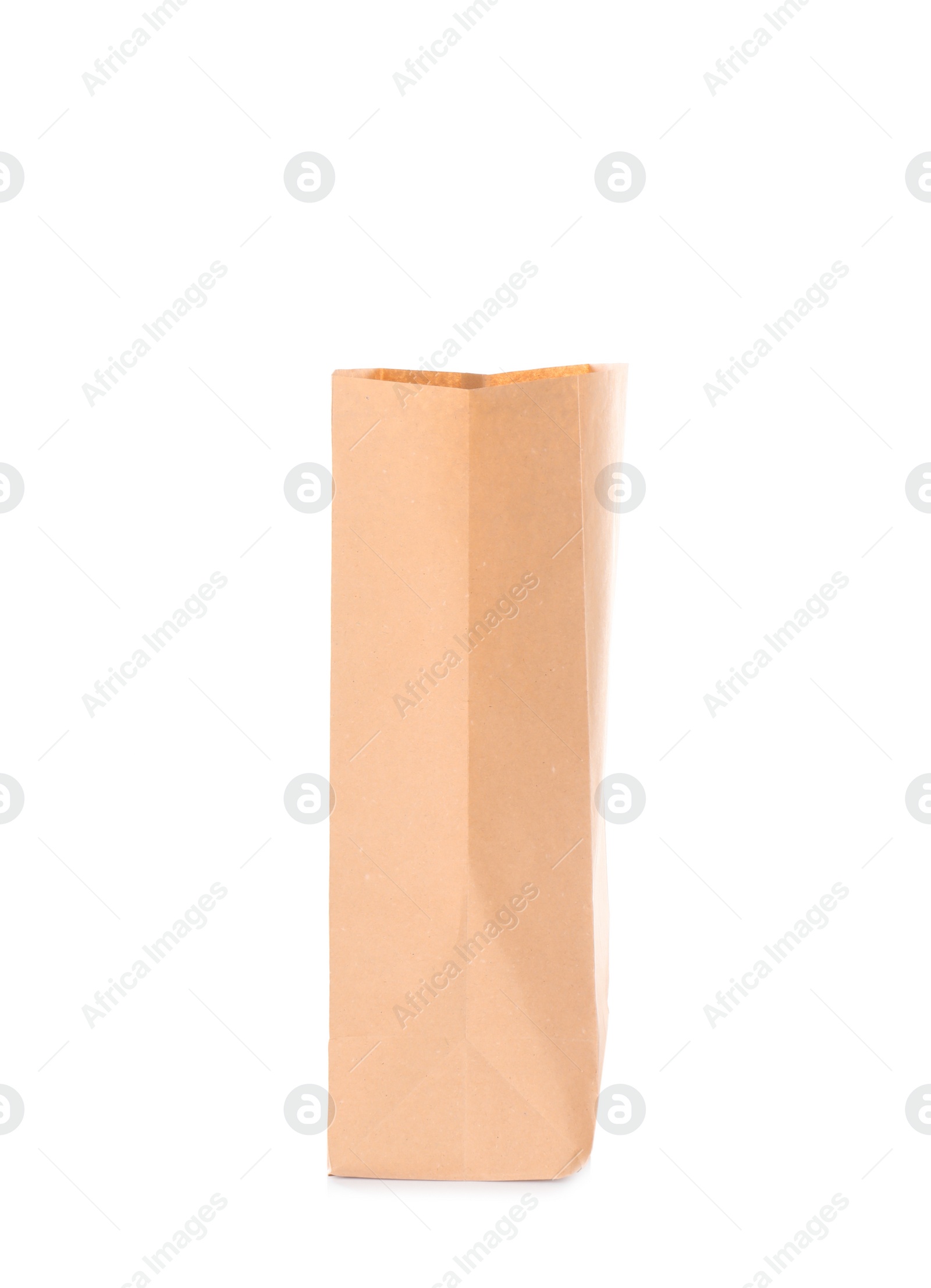 Photo of New paper bag isolated on white, side view