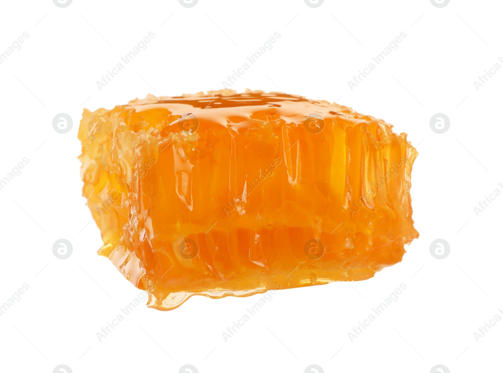 Photo of Natural honeycomb with tasty honey isolated on white