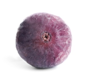 Whole ripe purple fig on white background