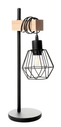Photo of Modern lamp on white background. Idea for interior design