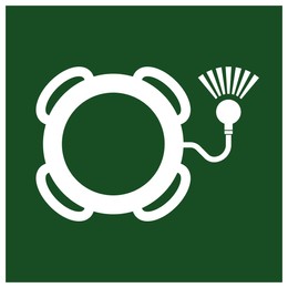 Image of International Maritime Organization (IMO) sign, illustration. Lifebuoy with light