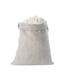 Photo of Sack with organic flour isolated on white