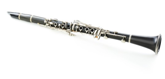 Photo of Clarinet isolated on white. Wind musical instrument