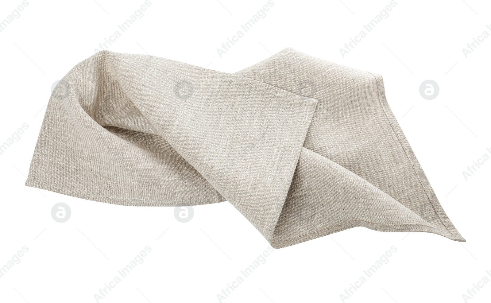 Photo of One light grey kitchen napkin isolated on white, top view