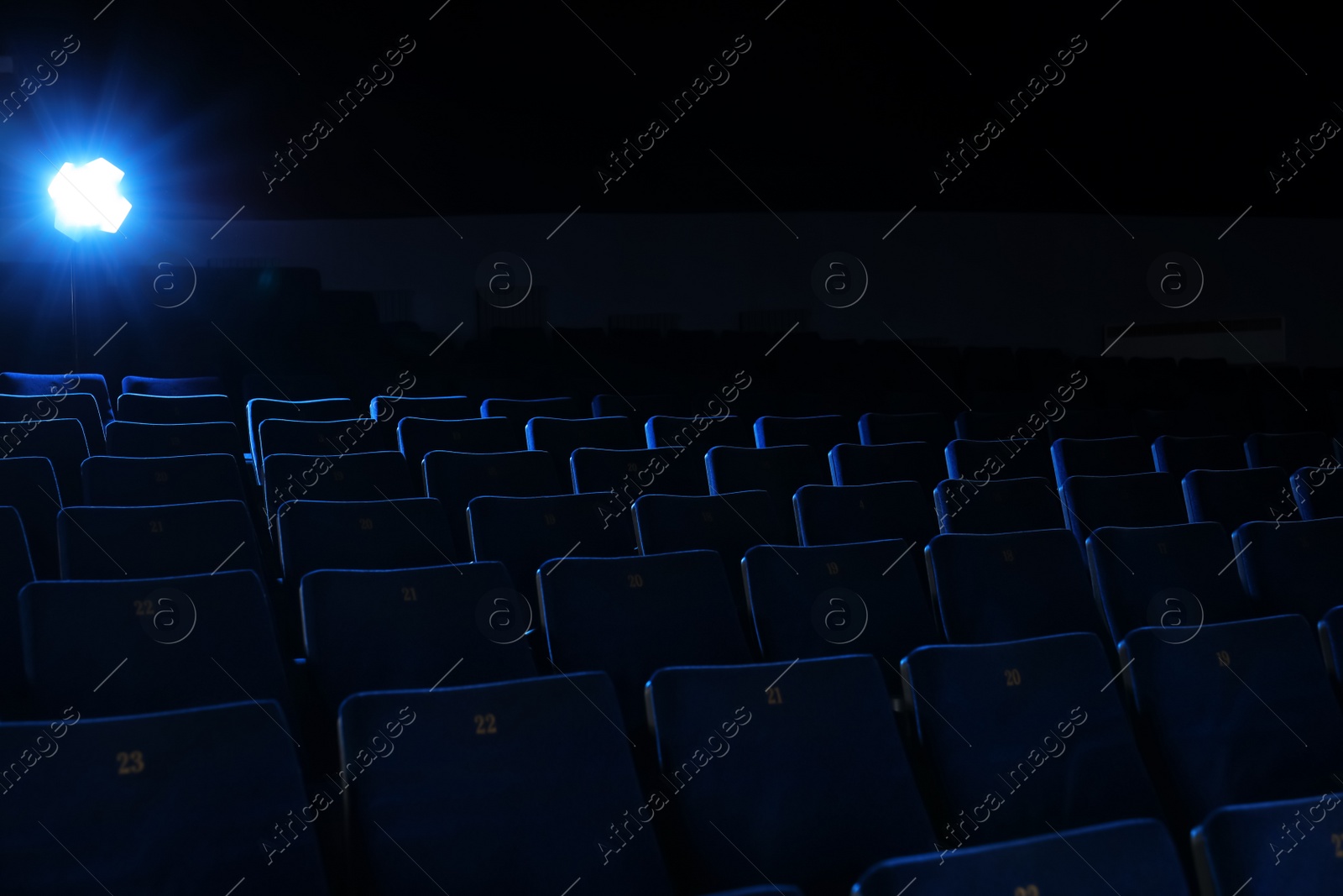 Photo of View of empty cinema with comfortable chairs