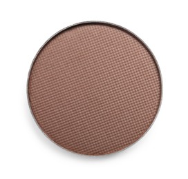 Photo of Brown eye shadow on white background, top view. Decorative cosmetics