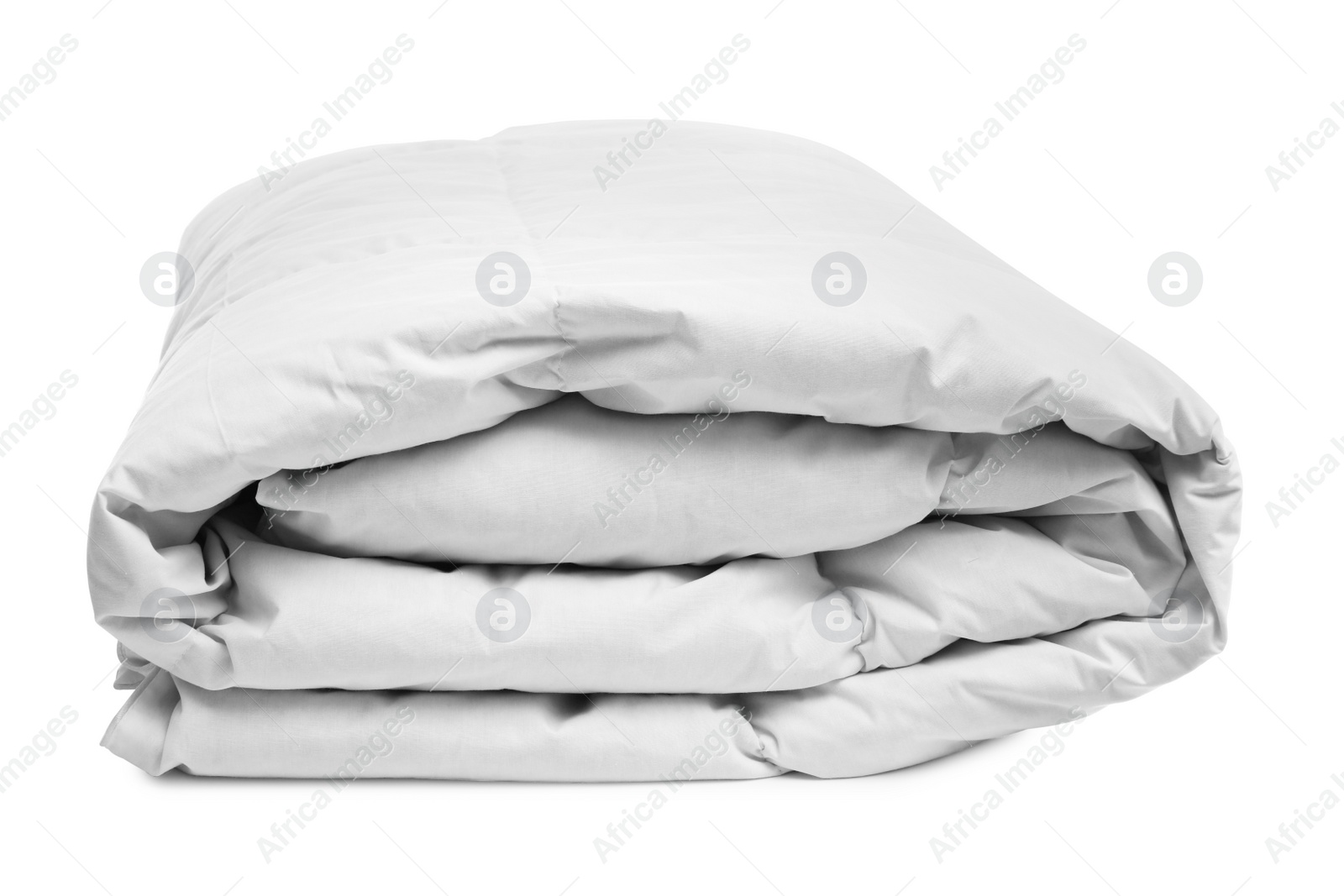 Photo of Folded soft blanket on white background. Household textile