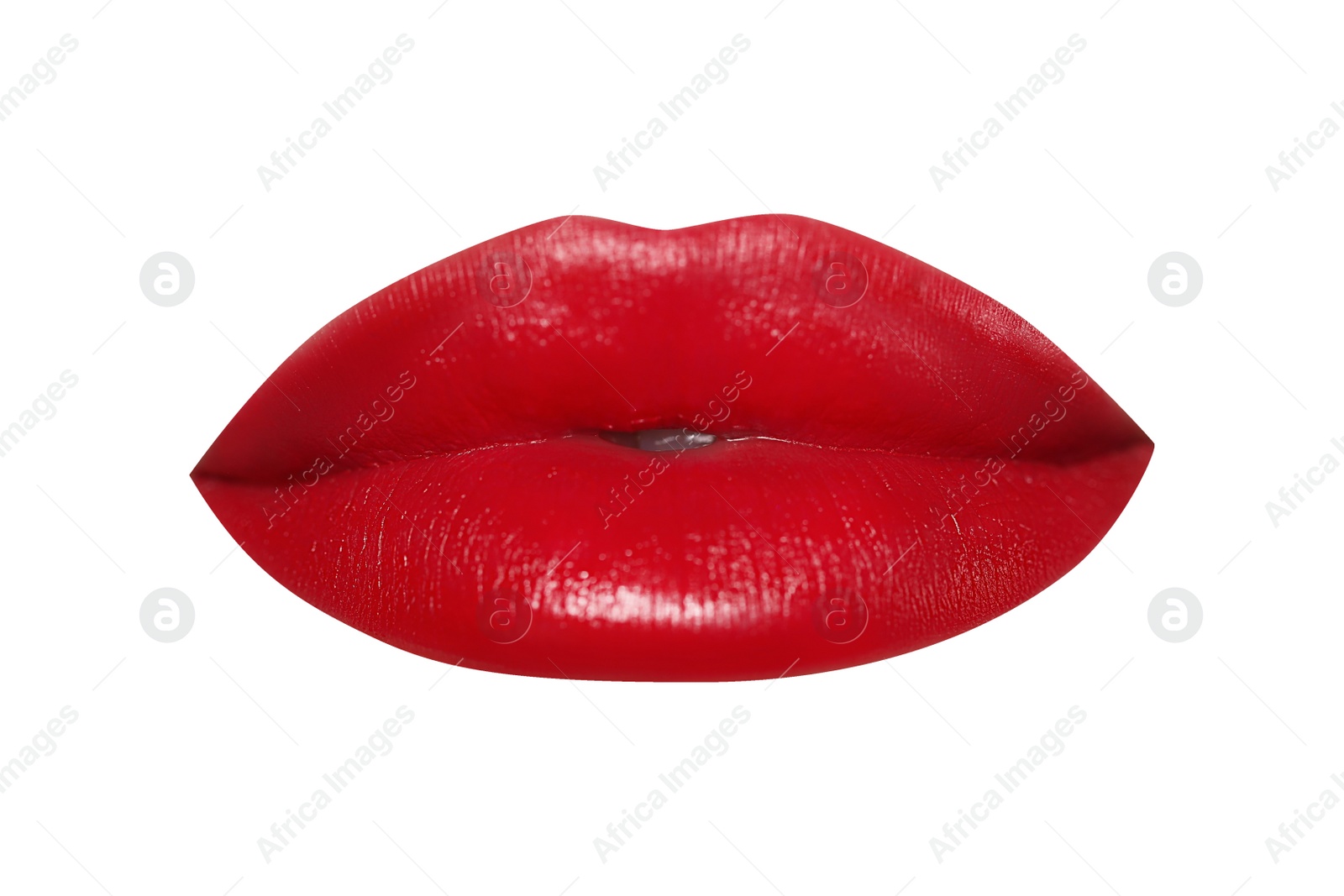 Image of Attractive lips with beautiful lipstick isolated on white