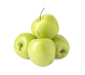 Fresh ripe green apples isolated on white