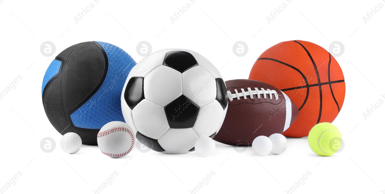 Photo of Many different sport balls isolated on white