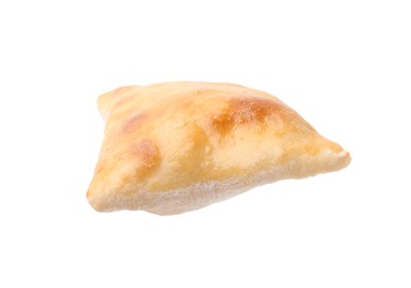 Photo of One delicious samosa isolated on white. Homemade pastry