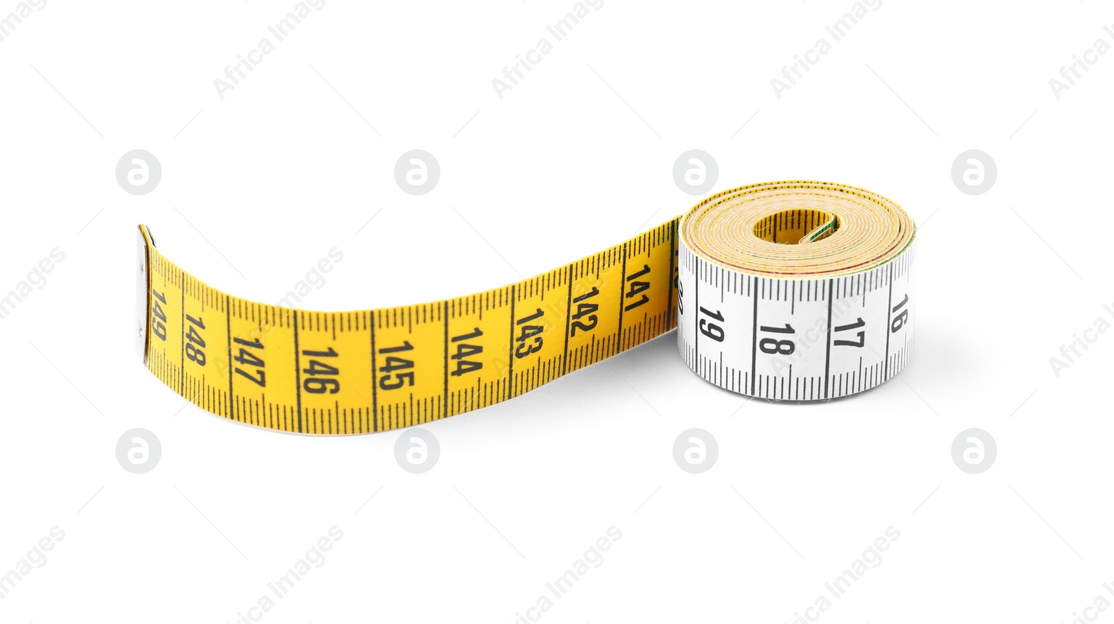 Photo of Measuring tape on white background