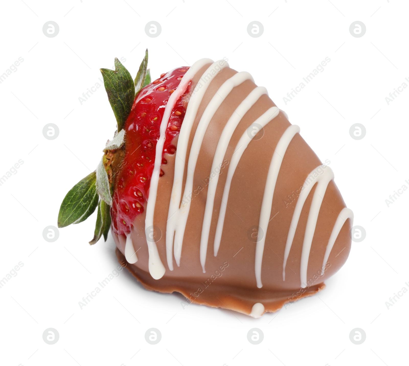 Photo of Delicious strawberry covered with chocolate isolated on white