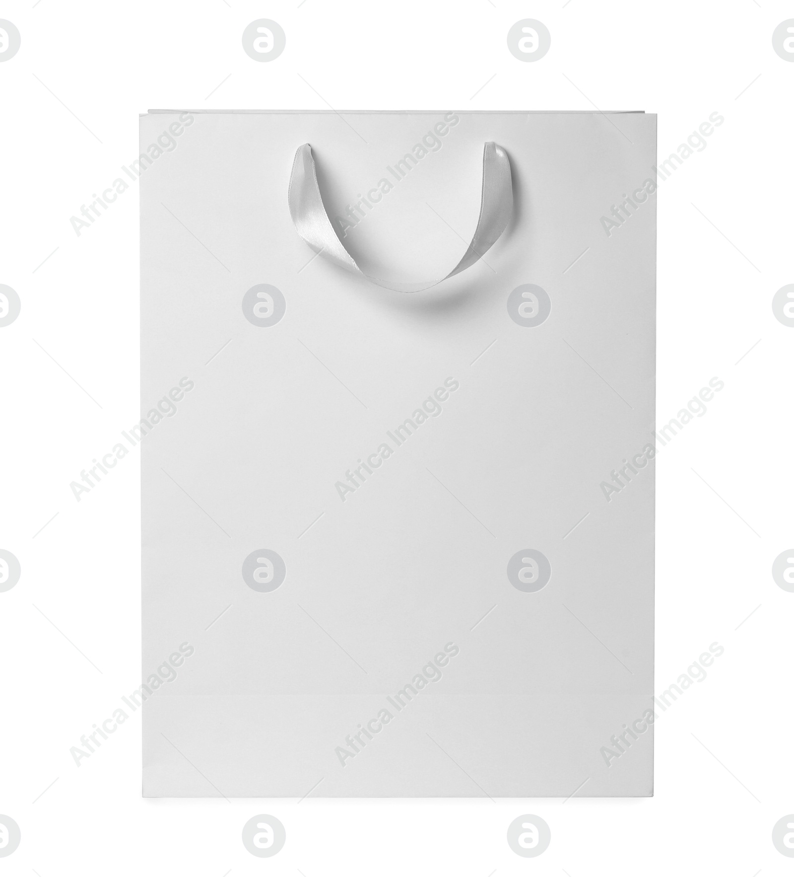 Photo of Paper shopping bag isolated on white. Mock up for design