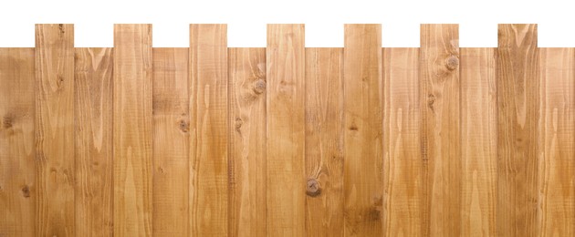 Image of Fence made of wooden planks isolated on white