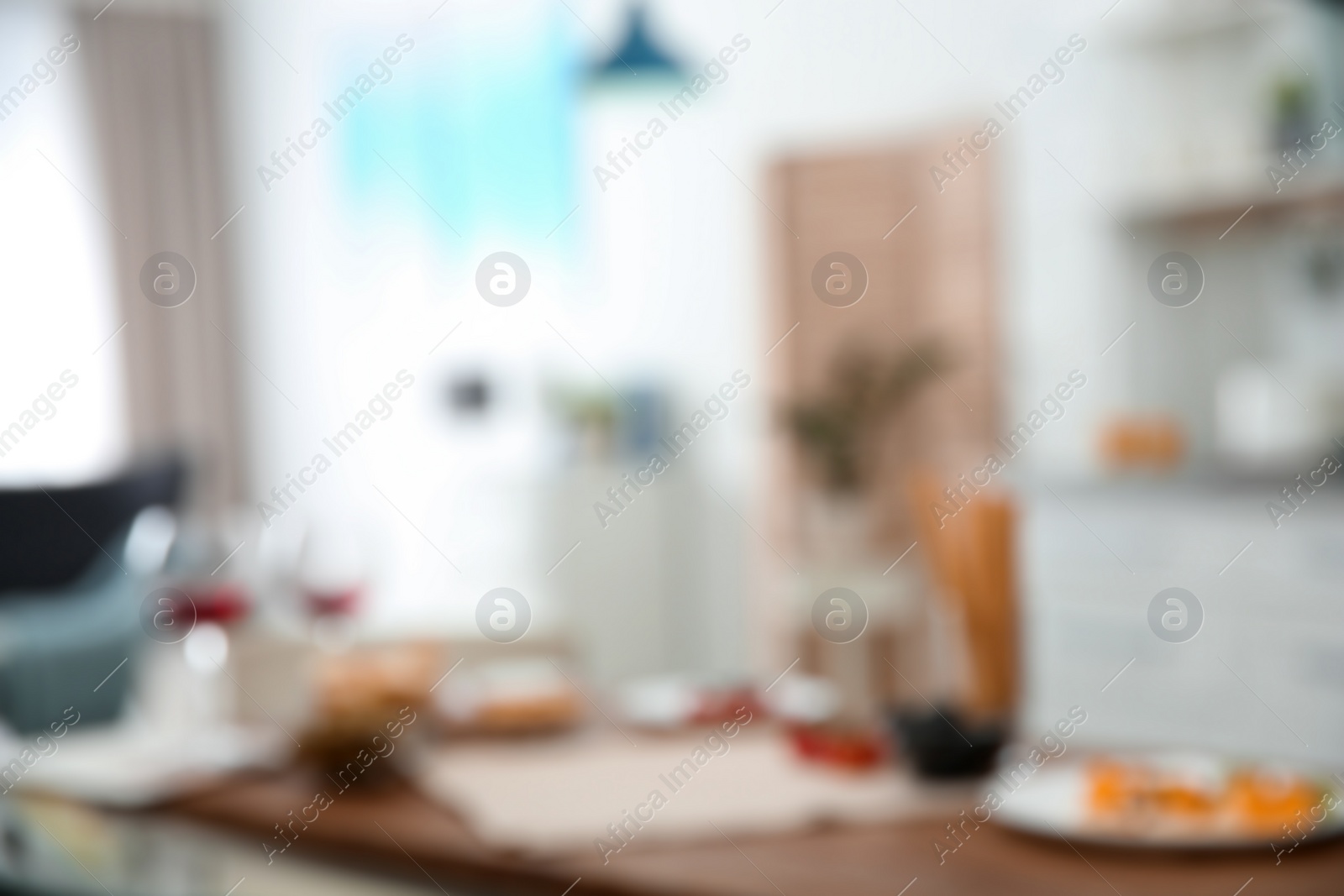 Photo of Blurred view of room interior with bokeh effect