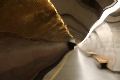Image of Suffering from hallucination. Distorted image of subway station