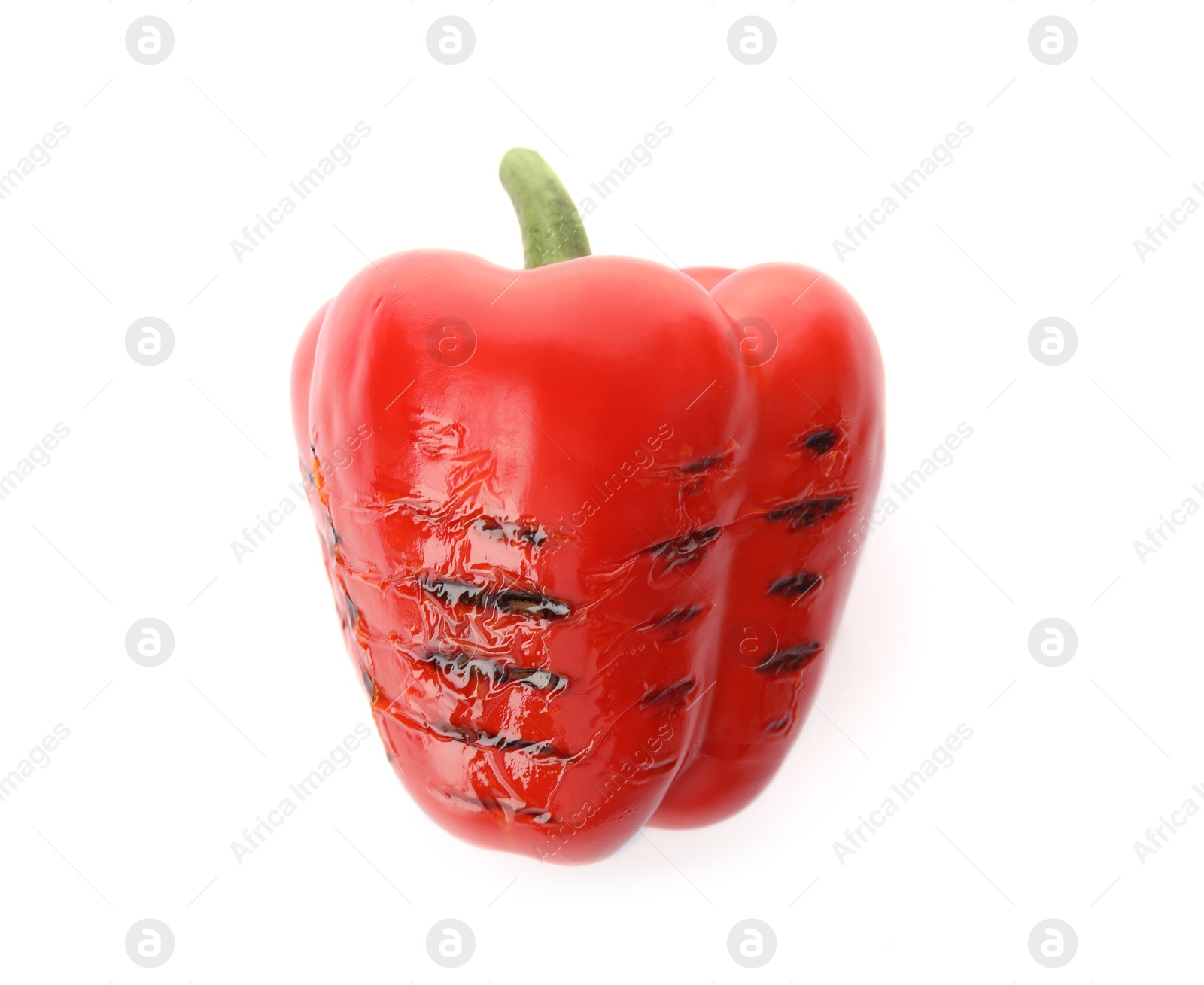 Photo of Grilled ripe paprika pepper on white background