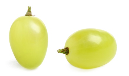 Image of Two fresh ripe grapes on white background