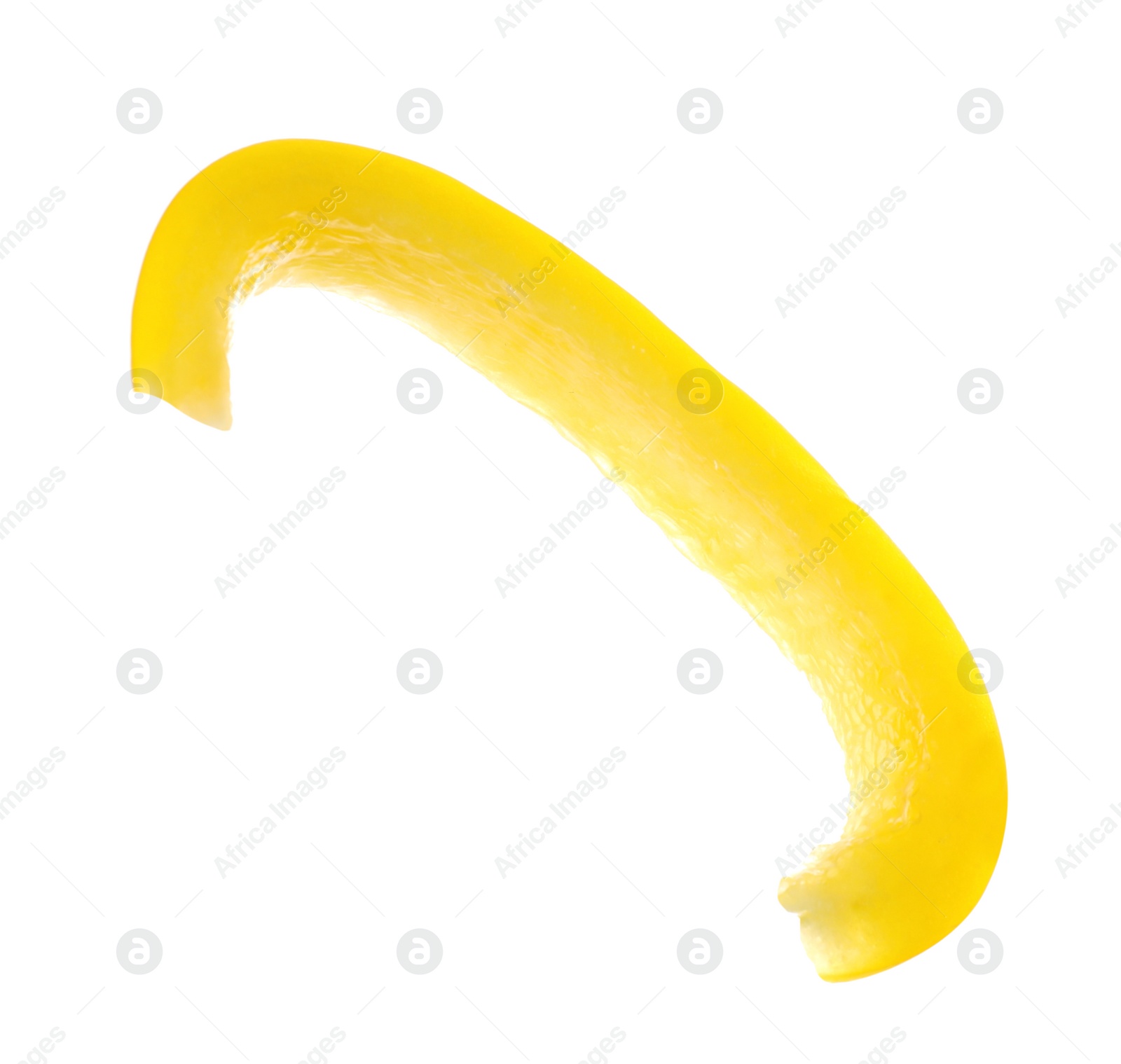 Photo of Slice of yellow bell pepper isolated on white