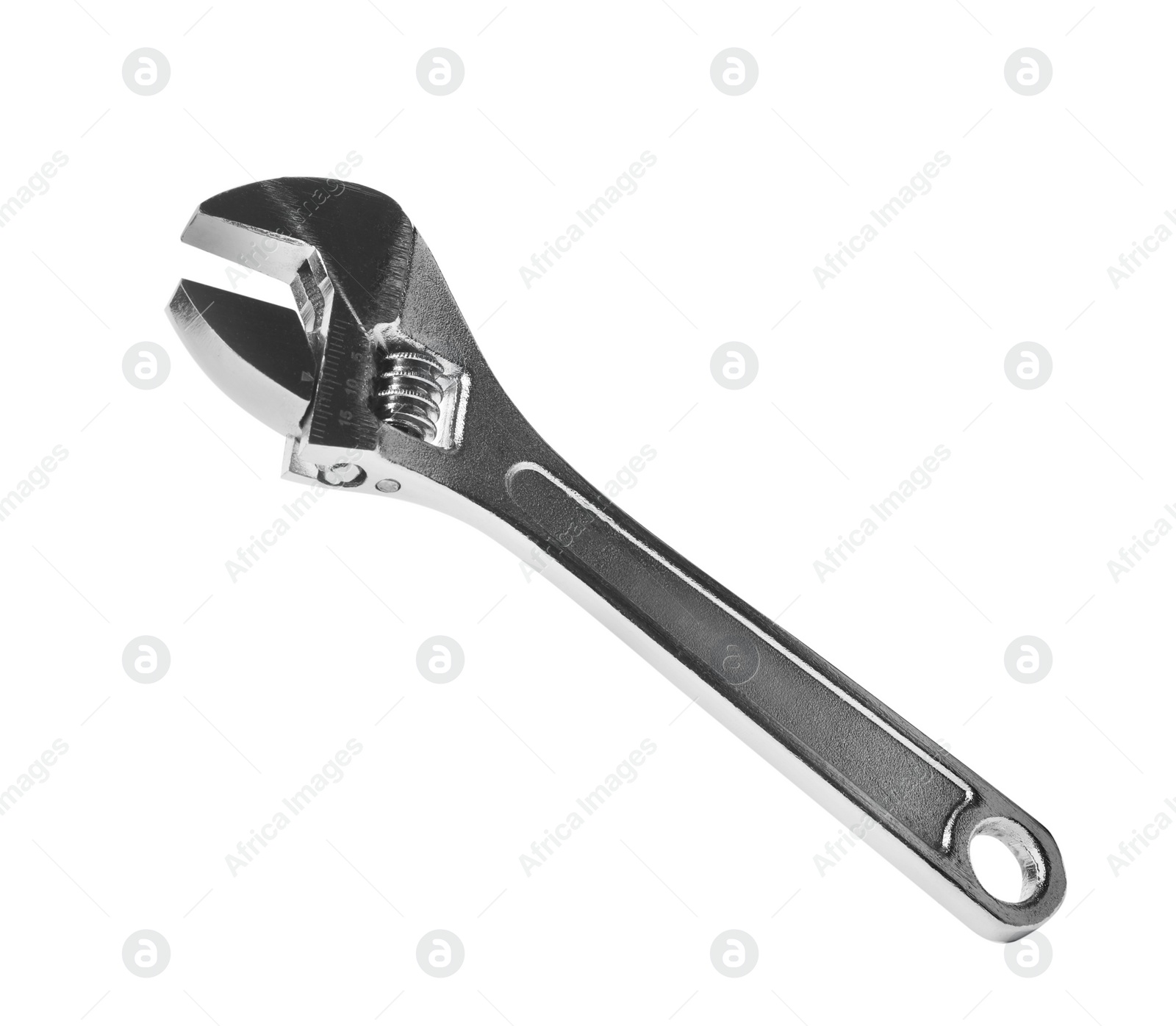 Photo of Adjustable wrench isolated on white. Construction tool