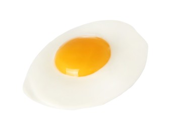 Tasty fried chicken egg isolated on white