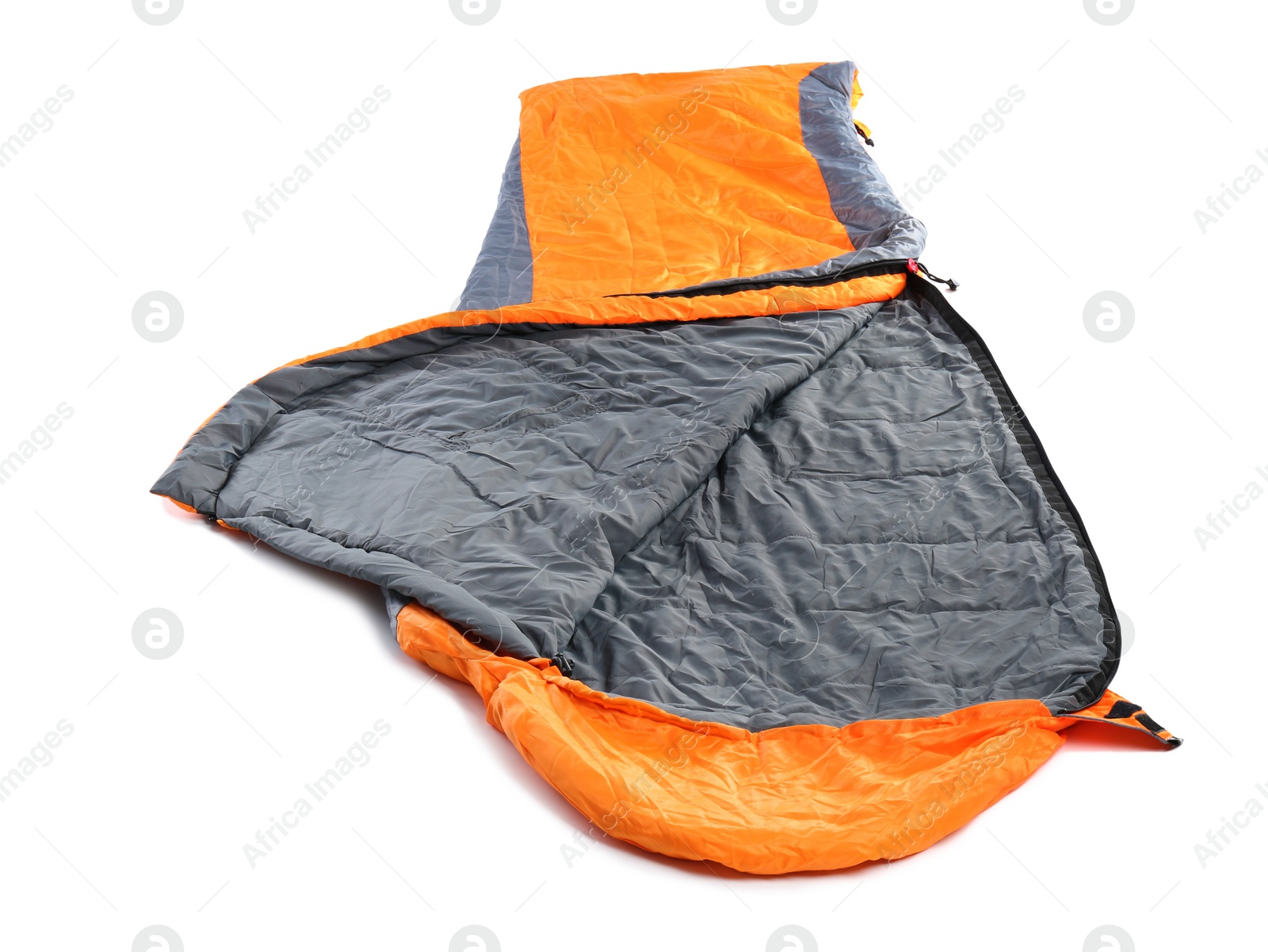 Photo of Sleeping bag on white background. Camping equipment