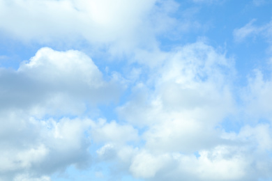 Picturesque view of beautiful blue sky with fluffy white clouds