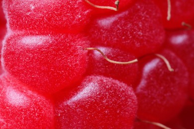 Photo of Texture of fresh ripe raspberry, macro view