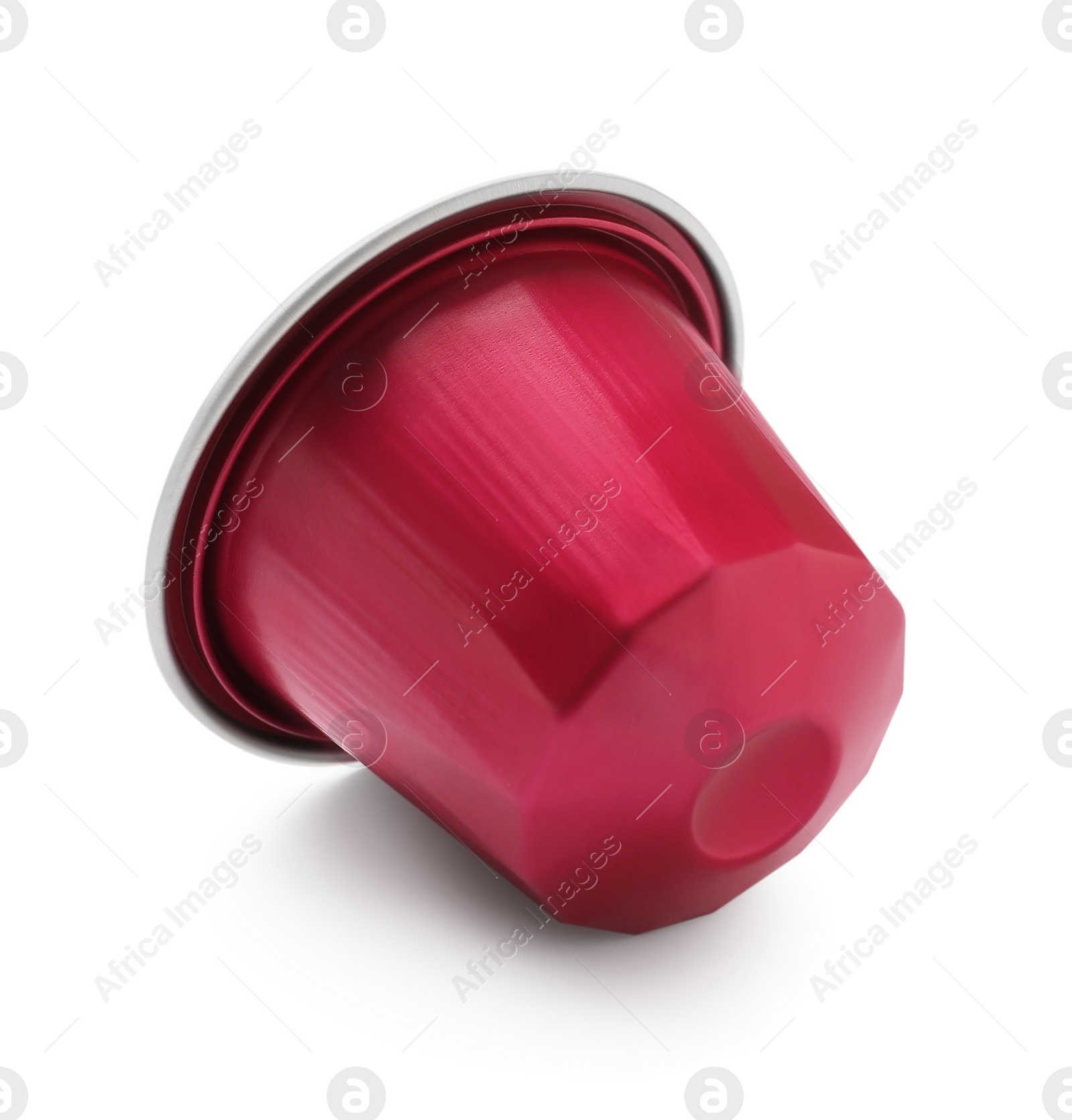 Photo of One plastic coffee capsule isolated on white