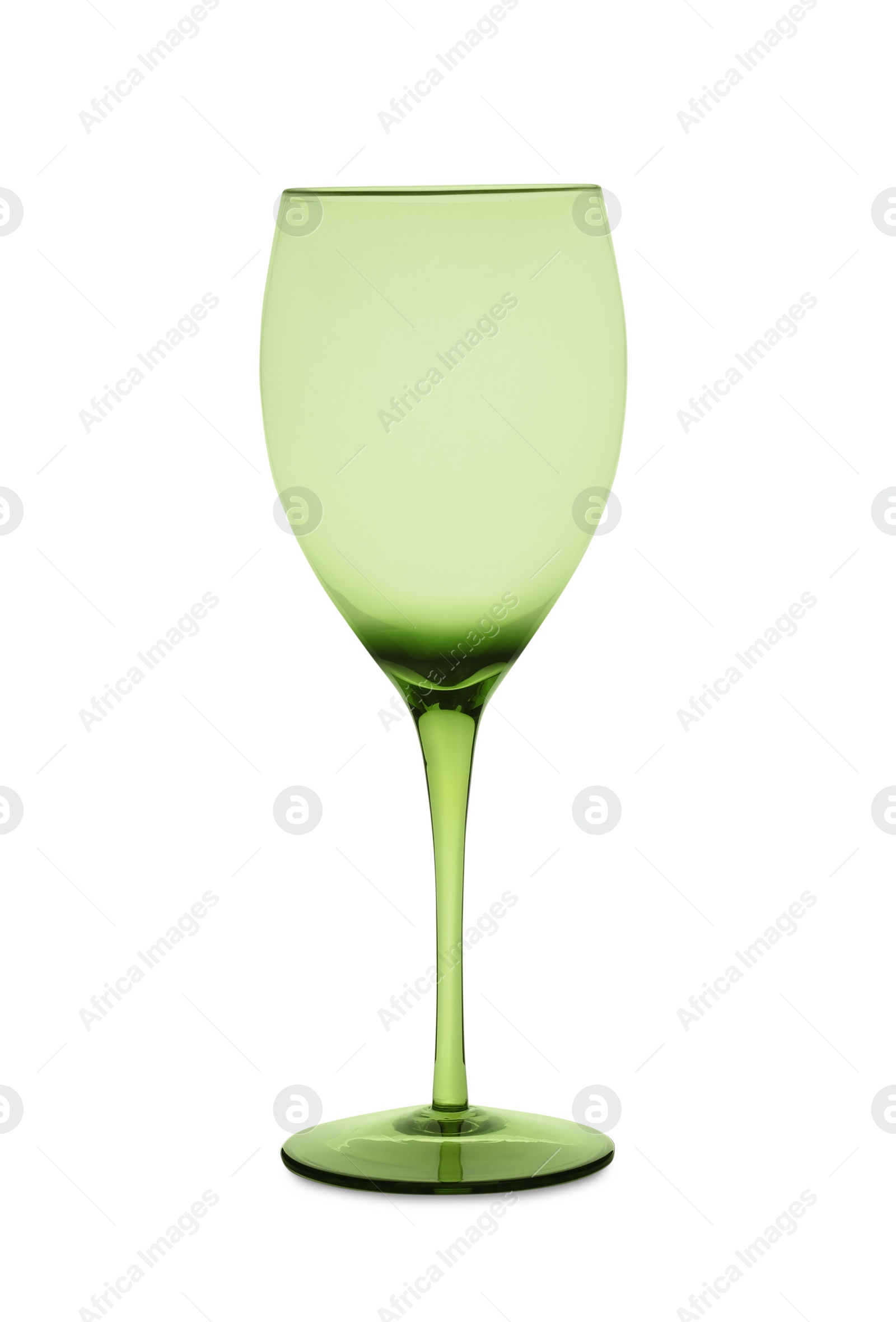Photo of Empty green wine glass isolated on white