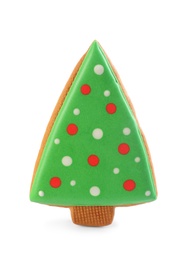 Photo of Christmas tree shaped cookie isolated on white