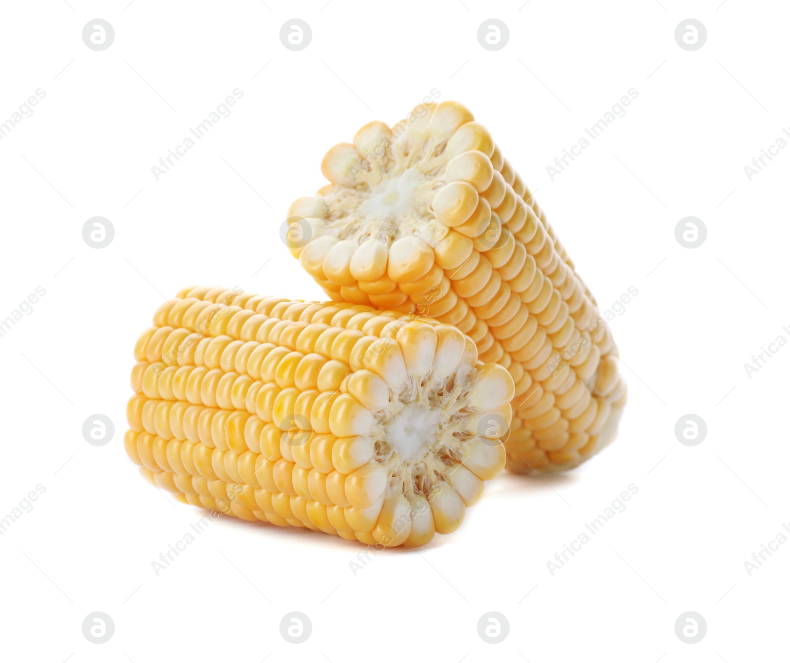 Photo of Tasty sweet corn cob on white background