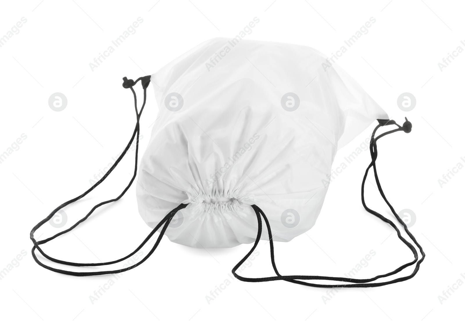 Photo of One beautiful drawstring bag isolated on white