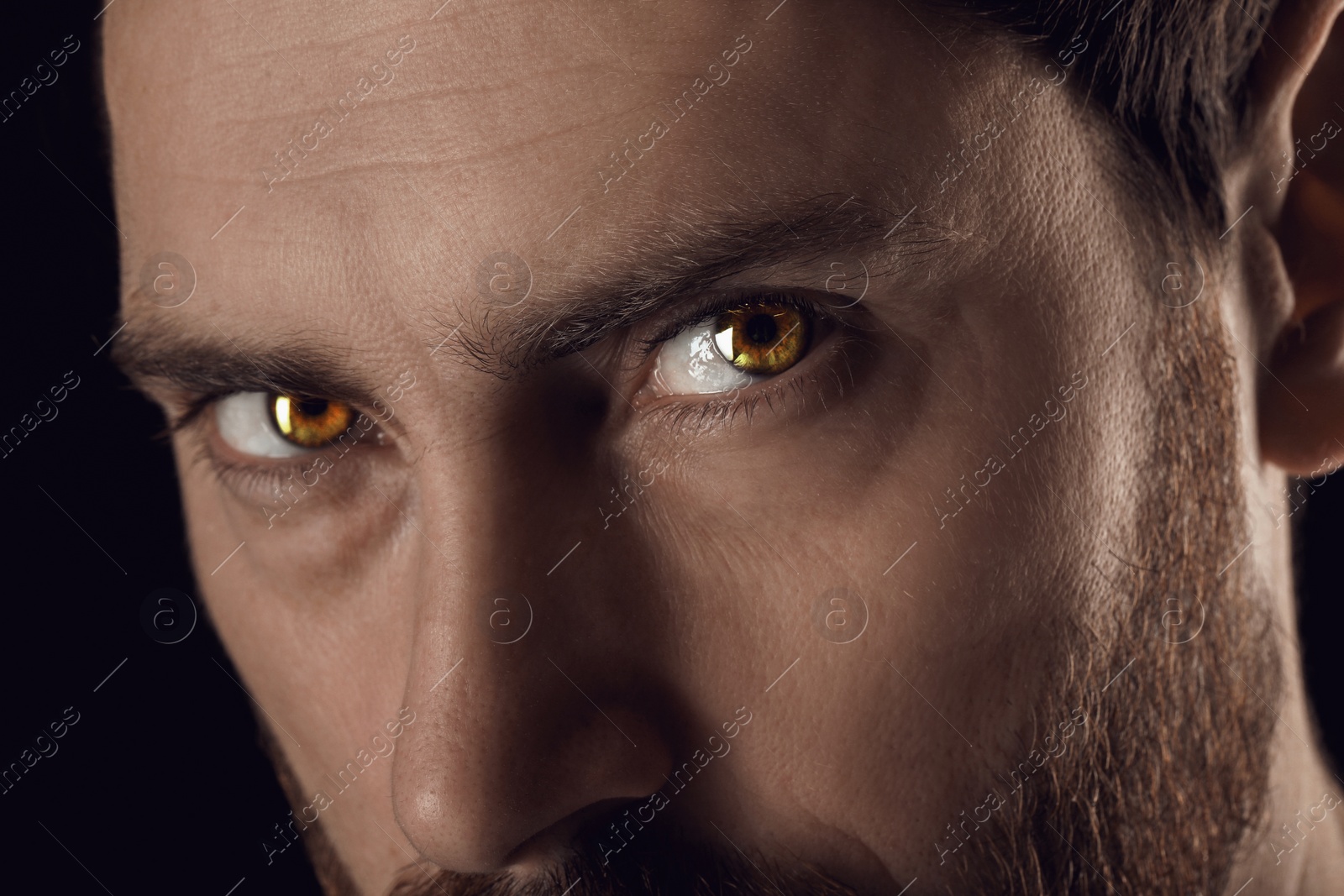 Image of Captivating gaze. Man with rare eye color, closeup